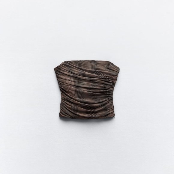 NWT ZARA PRINTED STRAPLESS TULLE TOP - Picture 7 of 7